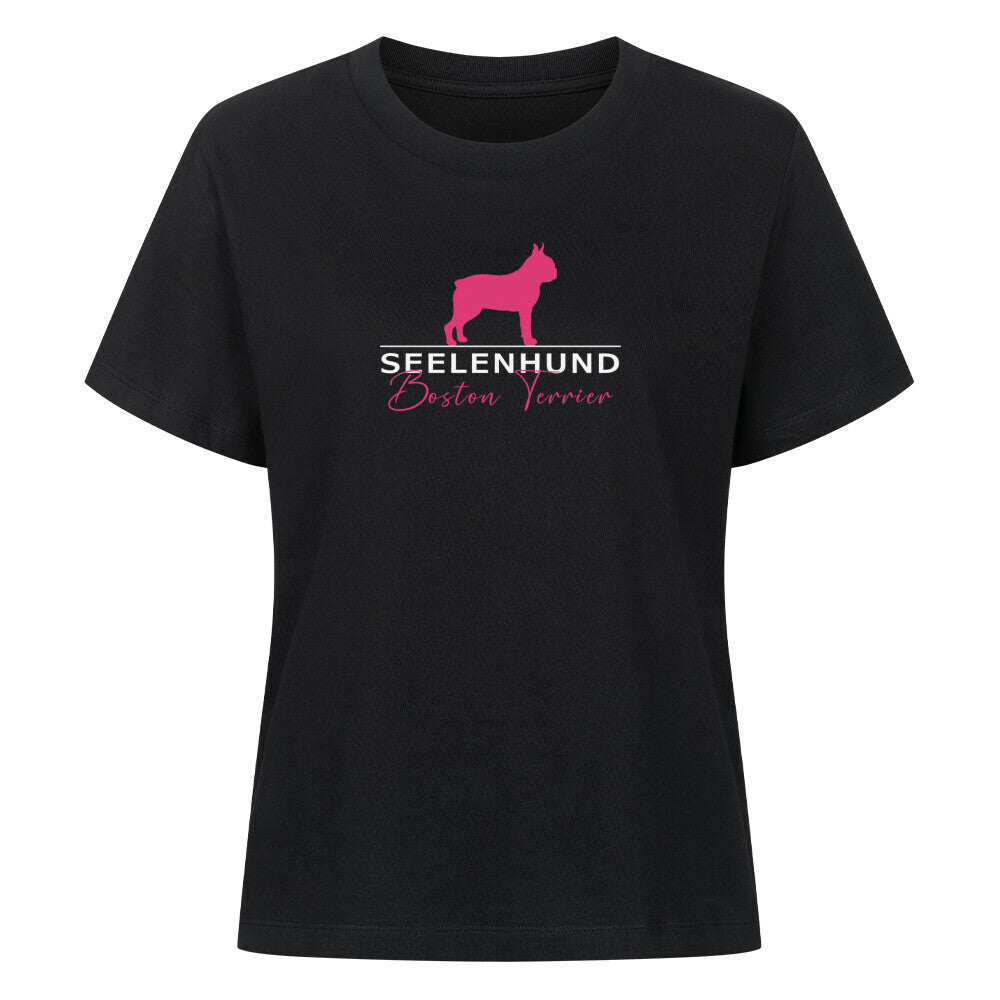 Premium Organic Damen-Shirt "Boston Terrier - Seelenhund" Schwarz – hunde-shirt.de