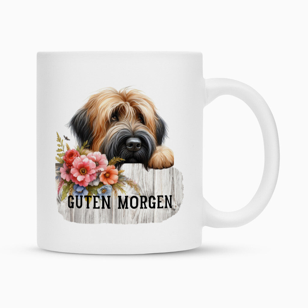 Tasse "Briard - Guten Morgen" Weiß – hunde-shirt.de