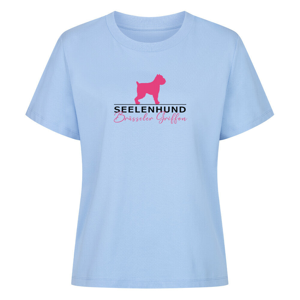 Premium Damen-Shirt "Brüsseler Griffon - Seelenhund" Sky Blue – hunde-shirt.de