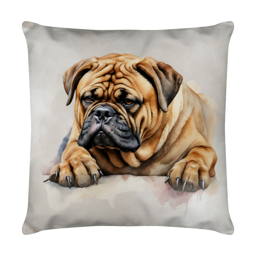 Kissen "Bullmastiff - Relax" Weiß – hunde-shirt.de