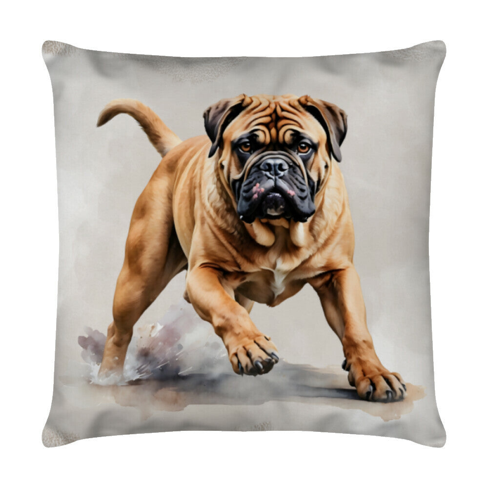 Kissen "Bullmastiff - Run" Weiß – hunde-shirt.de