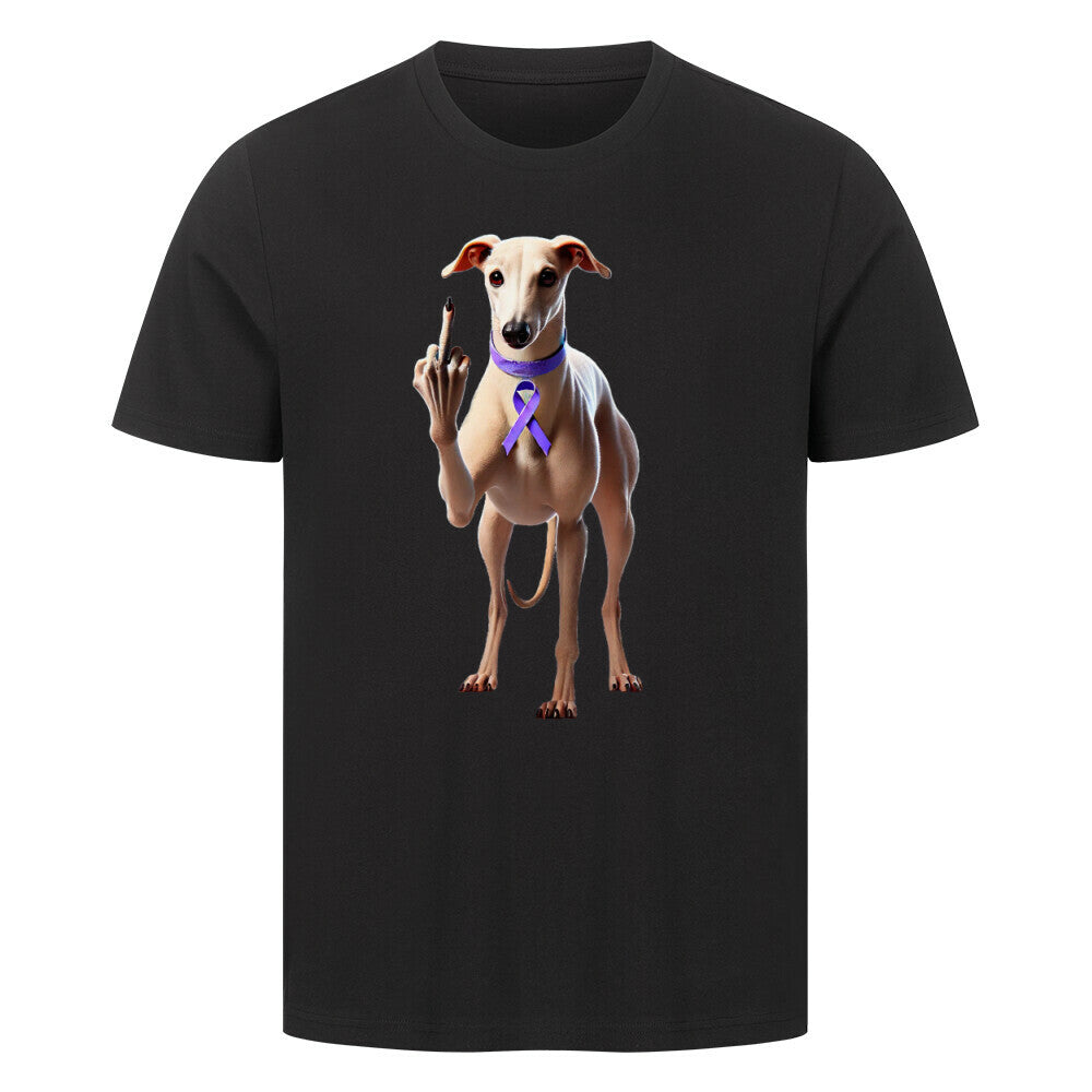 Premium T-Shirt "Greyhound - Fuck Cancer" Schwarz – hunde-shirt.de