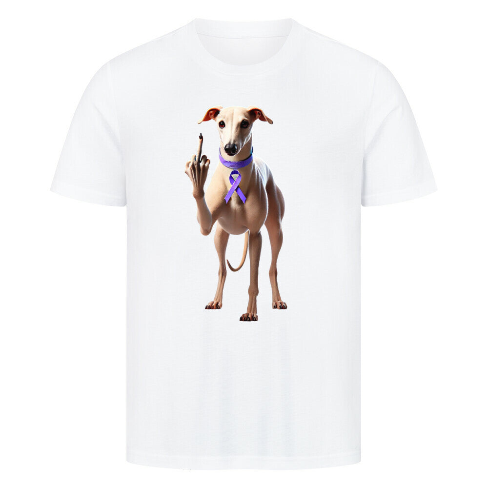 Premium T-Shirt "Greyhound - Fuck Cancer" Weiß – hunde-shirt.de