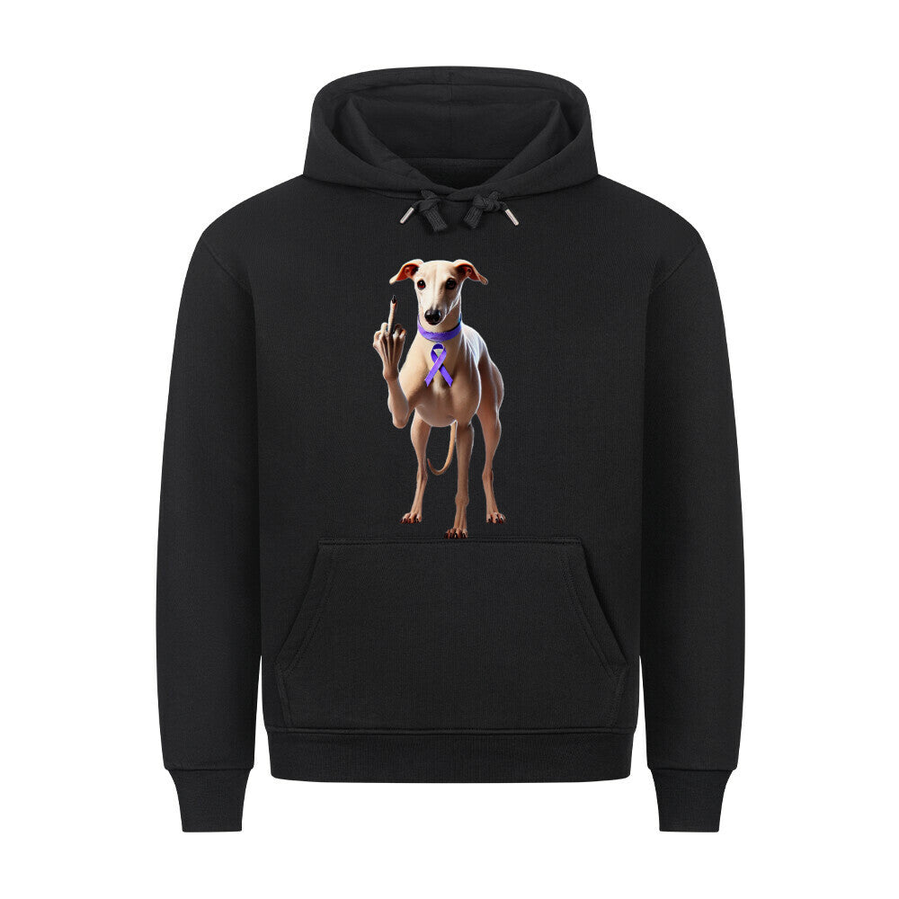 Premium Hoodie "Greyhound - Fuck Cancer" Schwarz – hunde-shirt.de