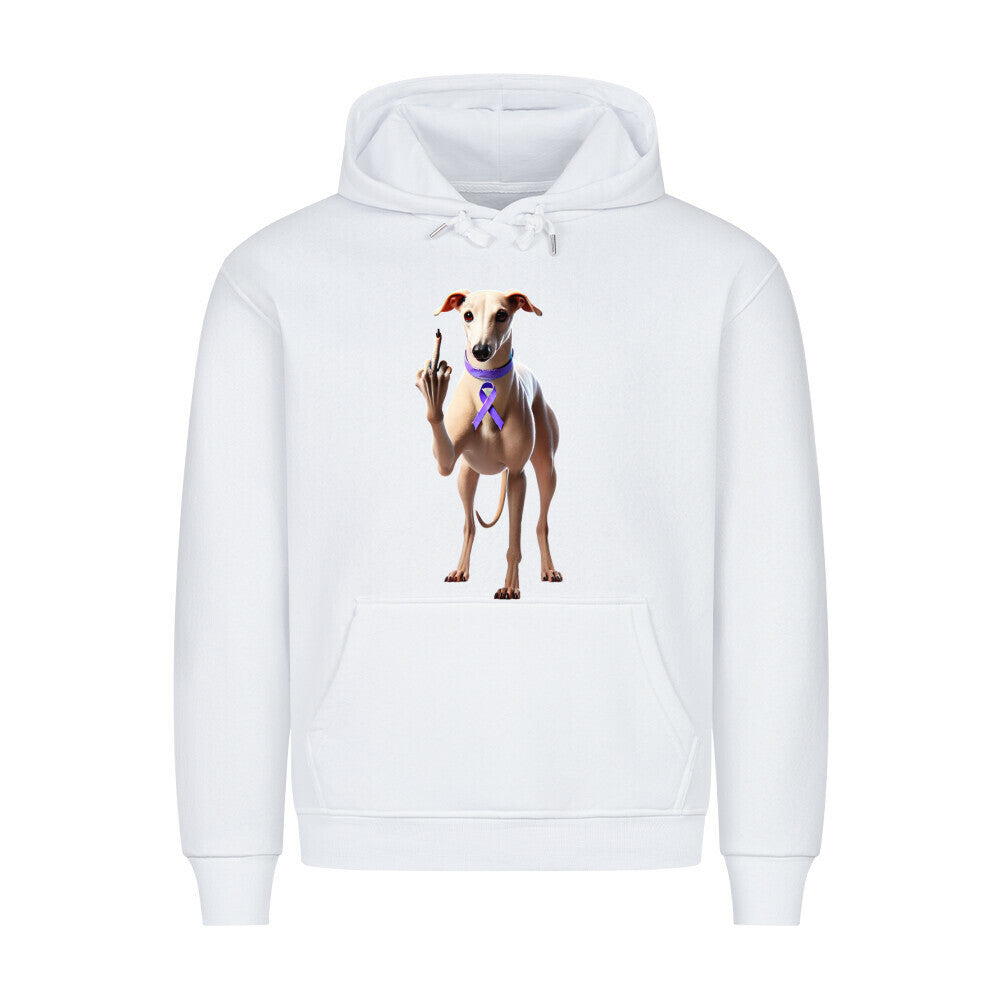 Premium Hoodie "Greyhound - Fuck Cancer" Weiß – hunde-shirt.de