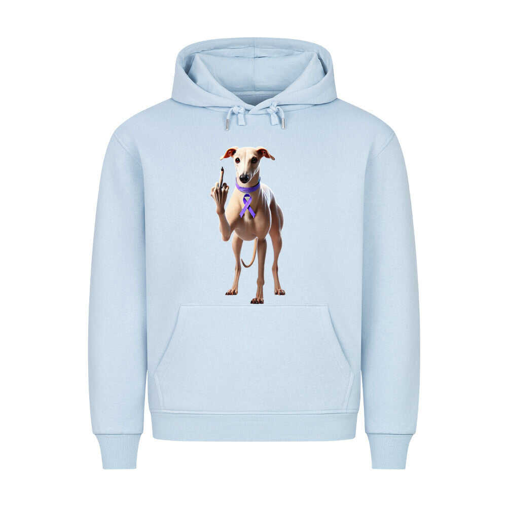 Premium Hoodie "Greyhound - Fuck Cancer" Babyblau – hunde-shirt.de