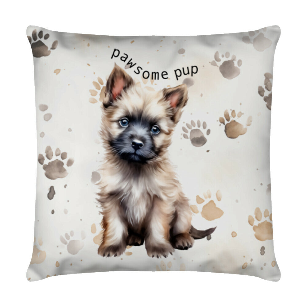 Kissen "Cairn Terrier - Pawsome Pup" Weiß – hunde-shirt.de