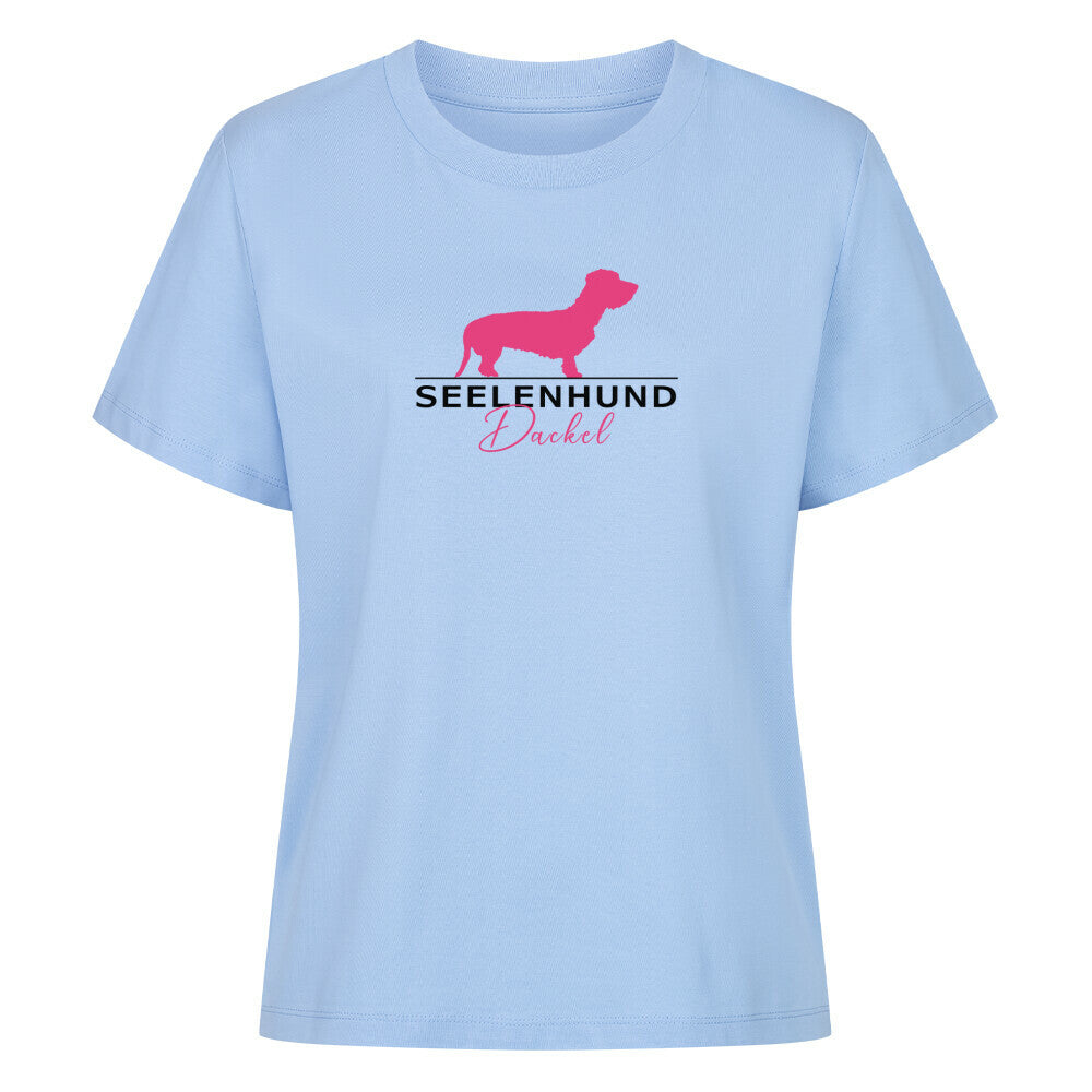Premium Damen-Shirt "Rauhaardackel - Seelenhund" Sky Blue – hunde-shirt.de