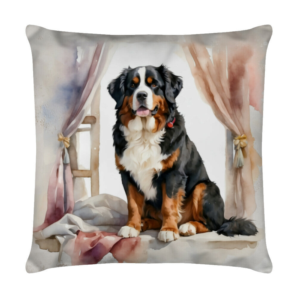 Kissen "Berner Sennenhund - Sitz" Weiß – hunde-shirt.de