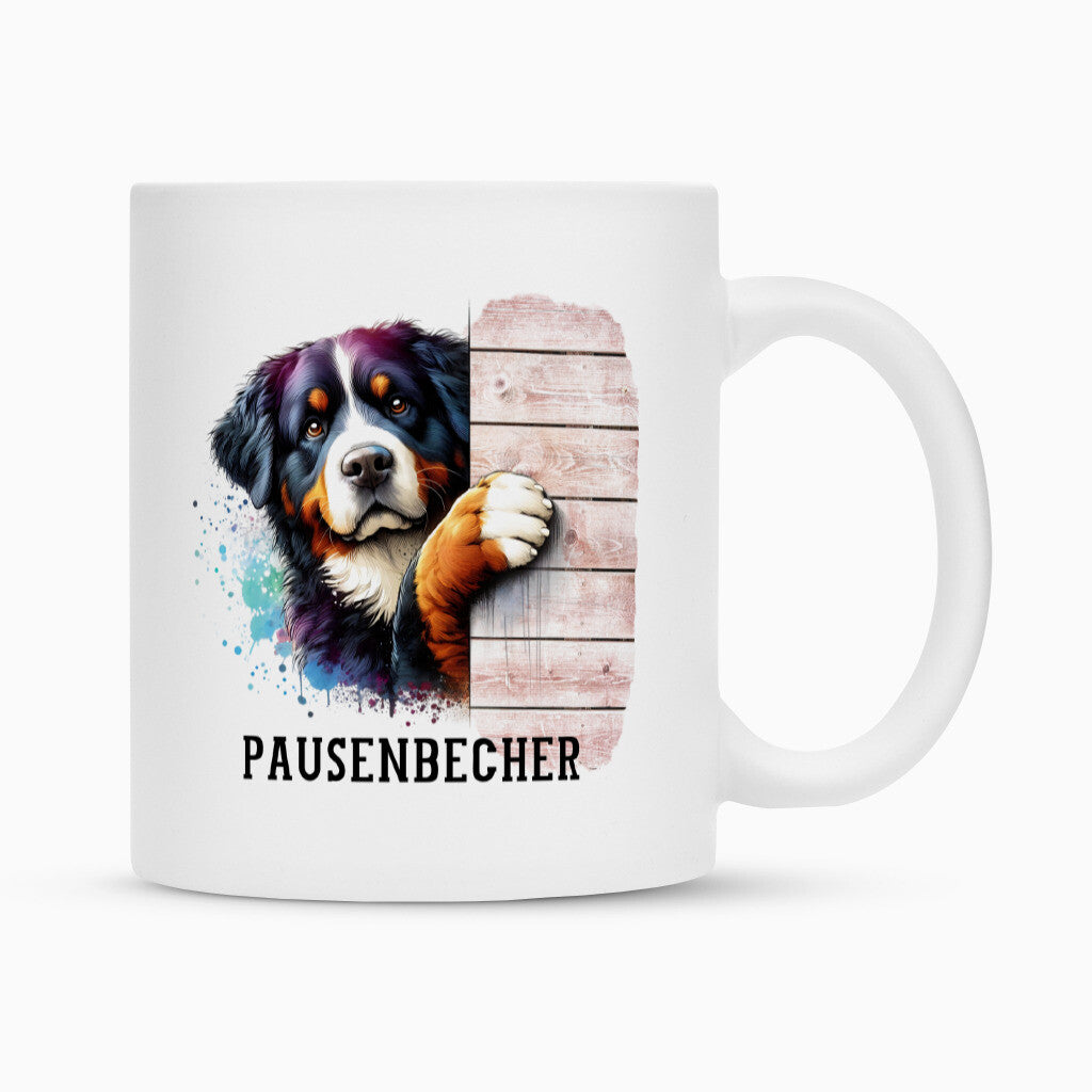 Tasse "Berner Sennenhund - Pausenbecher" Weiß – hunde-shirt.de