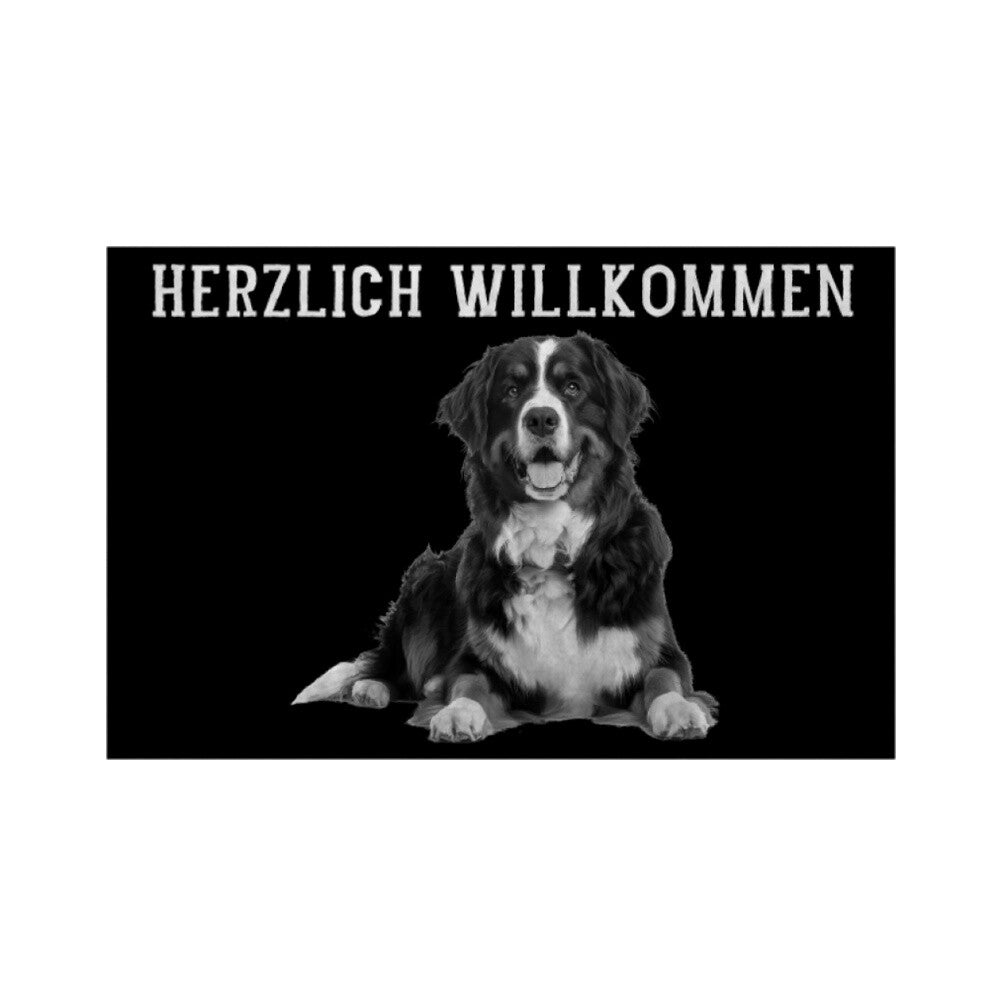 Fußmatte "Berner Sennenhund - WILLKOMMEN" Weiß – hunde-shirt.de