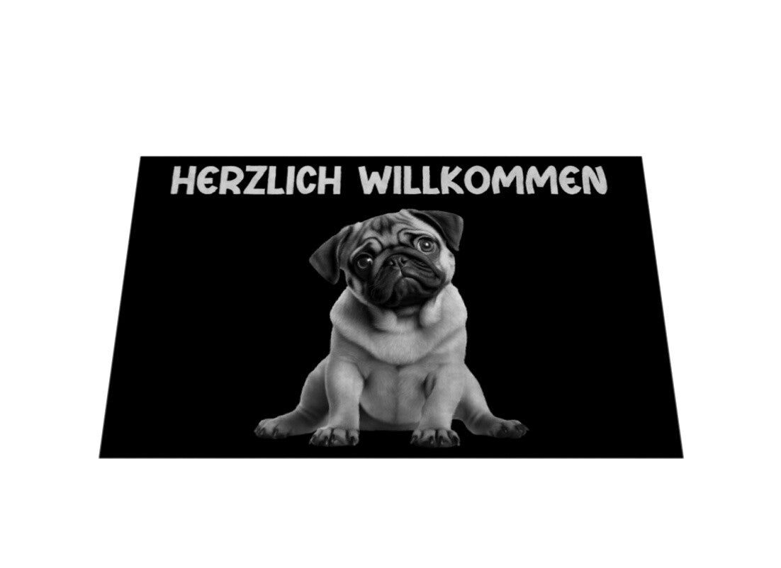 Fußmatte "Mops - Herzlich Willkommen" – hunde-shirt.de