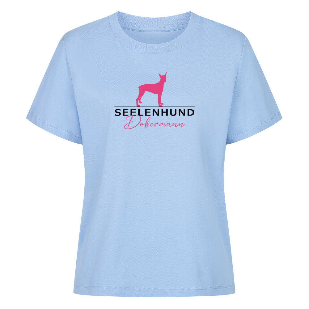 Premium Damen-Shirt "Dobermann - Seelenhund" Sky Blue – hunde-shirt.de