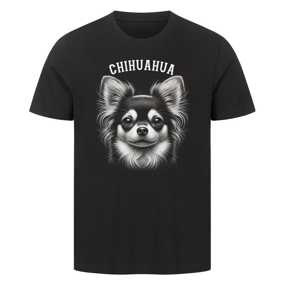 Premium T-Shirt "Chihuahua Langhaar - Pure" Schwarz – hunde-shirt.de