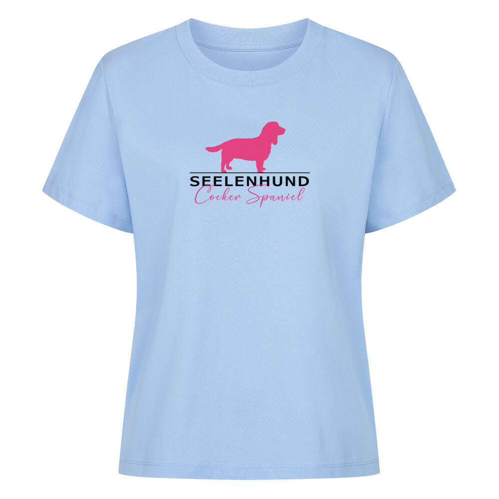 Premium Damen-Shirt "Cocker Spaniel - Seelenhund" Sky Blue – hunde-shirt.de