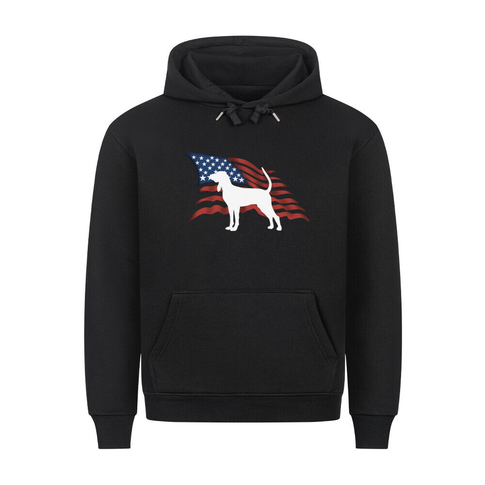 Premium Hoodie "Coonhound - Flag" Schwarz – hunde-shirt.de