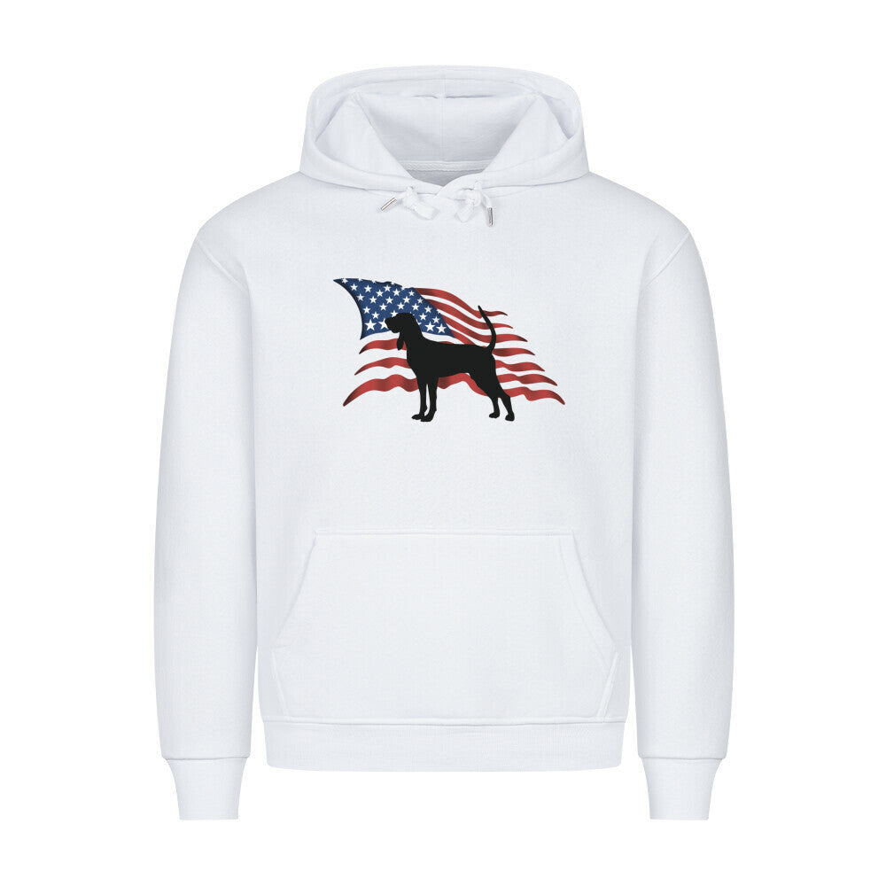 Premium Hoodie "Coonhound - Flag" Weiß – hunde-shirt.de