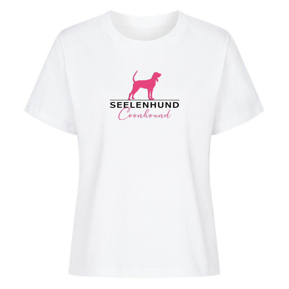 Premium Damen-Shirt "Coonhound - Seelenhund" Weiß – hunde-shirt.de