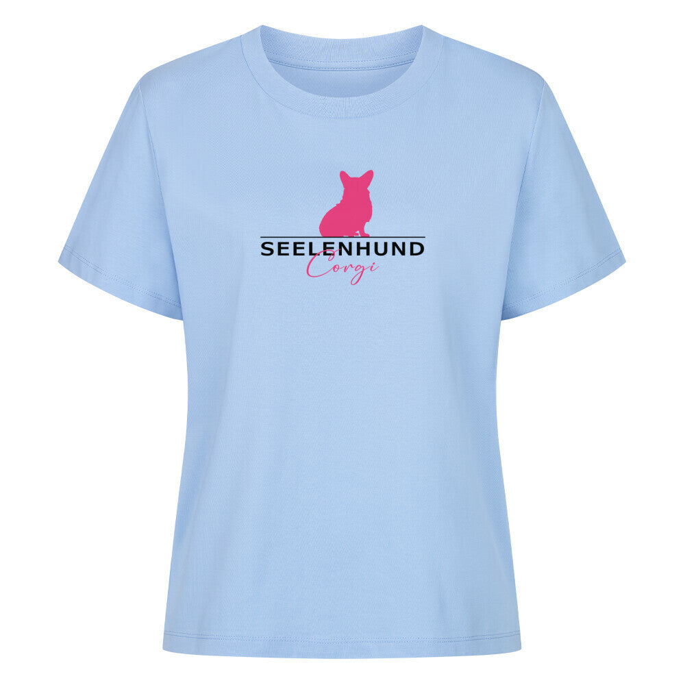 Premium Damen-Shirt "Corgi - Seelenhund" Sky Blue – hunde-shirt.de