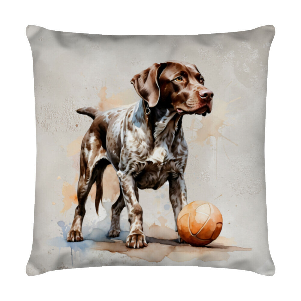 Kissen "Deutsch Kurzhaar - Pause" Weiß – hunde-shirt.de