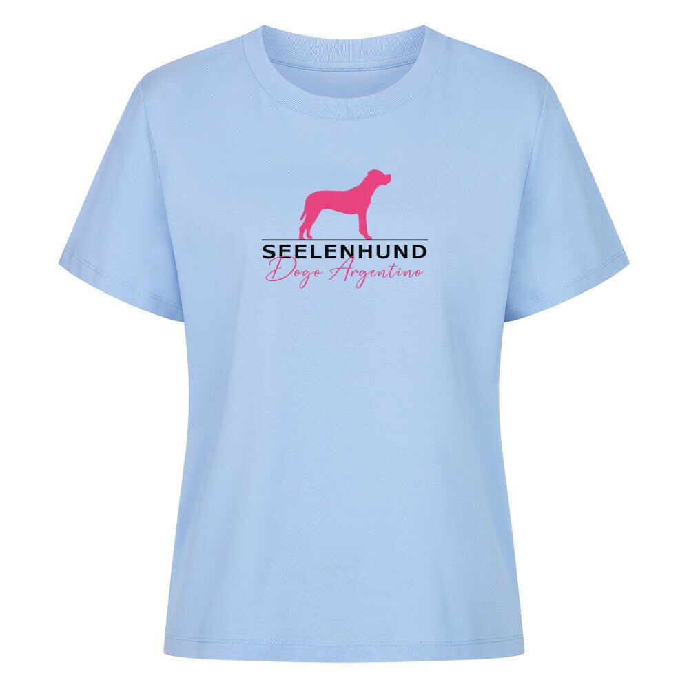 Premium Damen-Shirt "Dogo Argentino - Seelenhund" Sky Blue – hunde-shirt.de