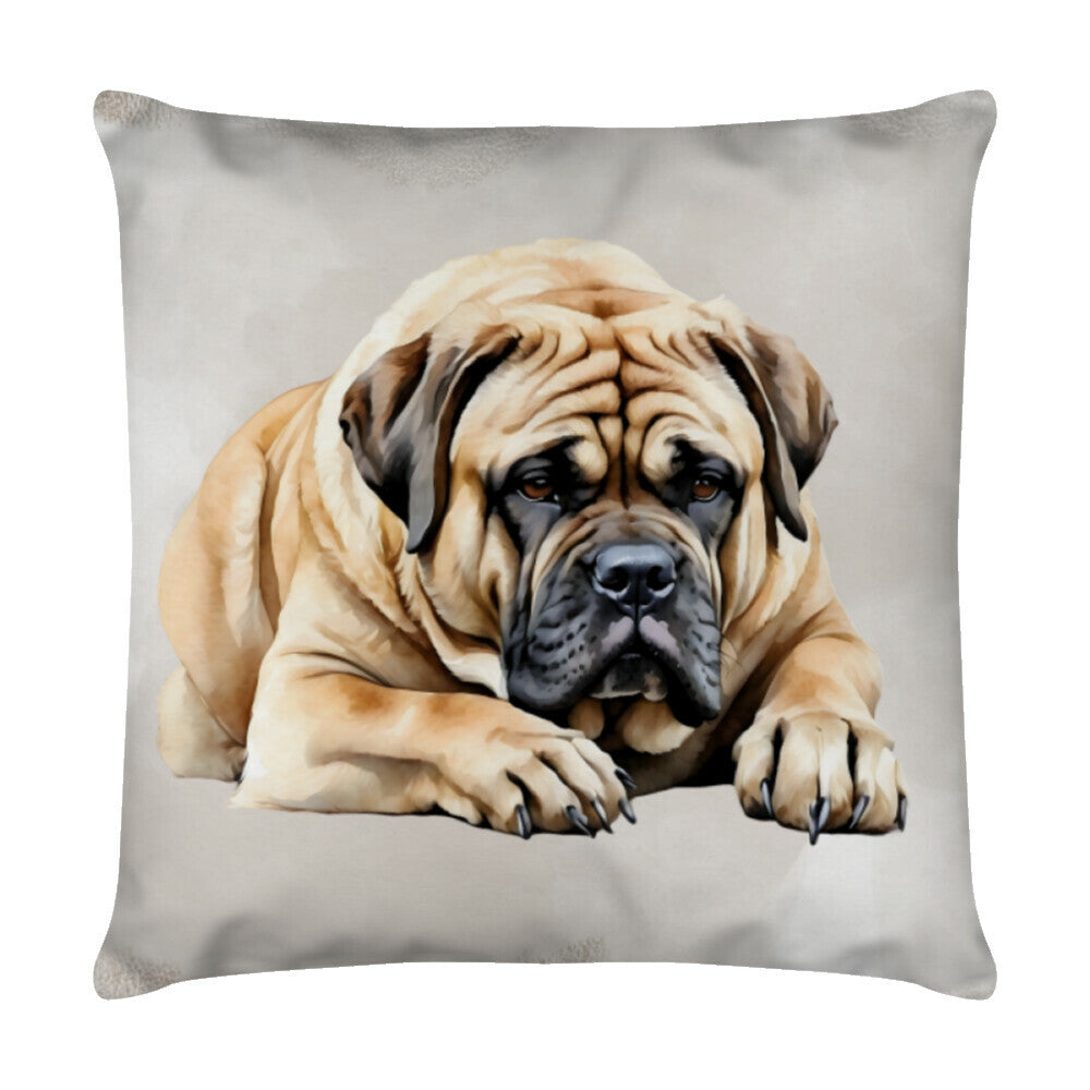 Kissen "English Mastiff - Relax" Weiß – hunde-shirt.de