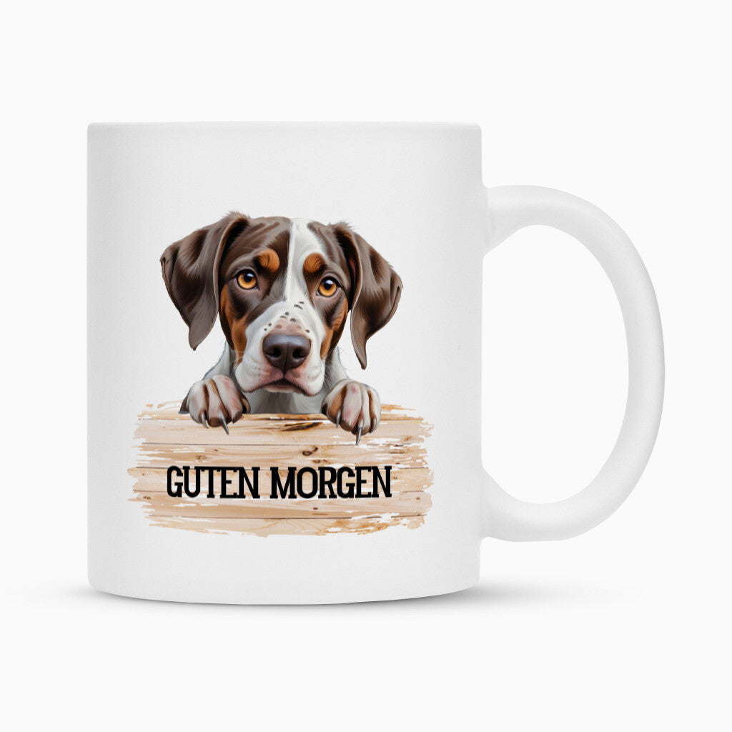Tasse "English Pointer - Guten Morgen" Weiß – hunde-shirt.de