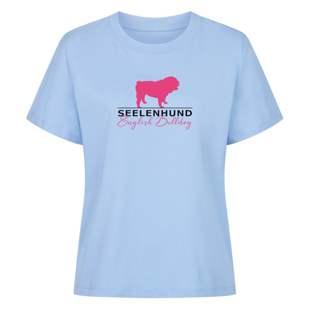 Premium Damen-Shirt "English Bulldog - Seelenhund" Sky Blue – hunde-shirt.de