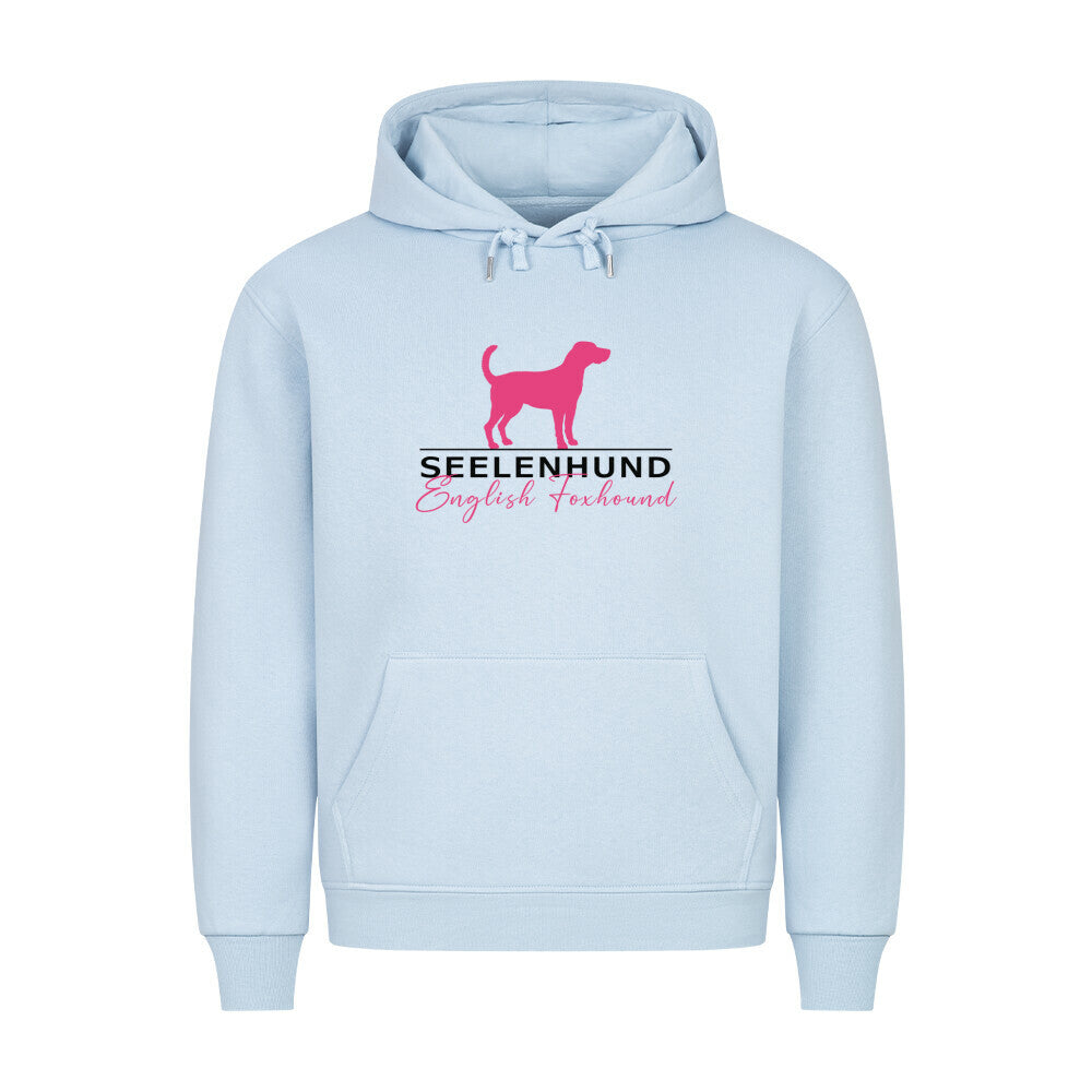Premium Hoodie "English Foxhound - Seelenhund" Babyblau – hunde-shirt.de