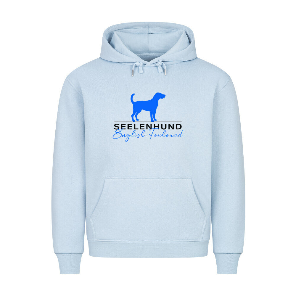 Premium Hoodie "English Foxhound - Seelenhund" Babyblau – hunde-shirt.de