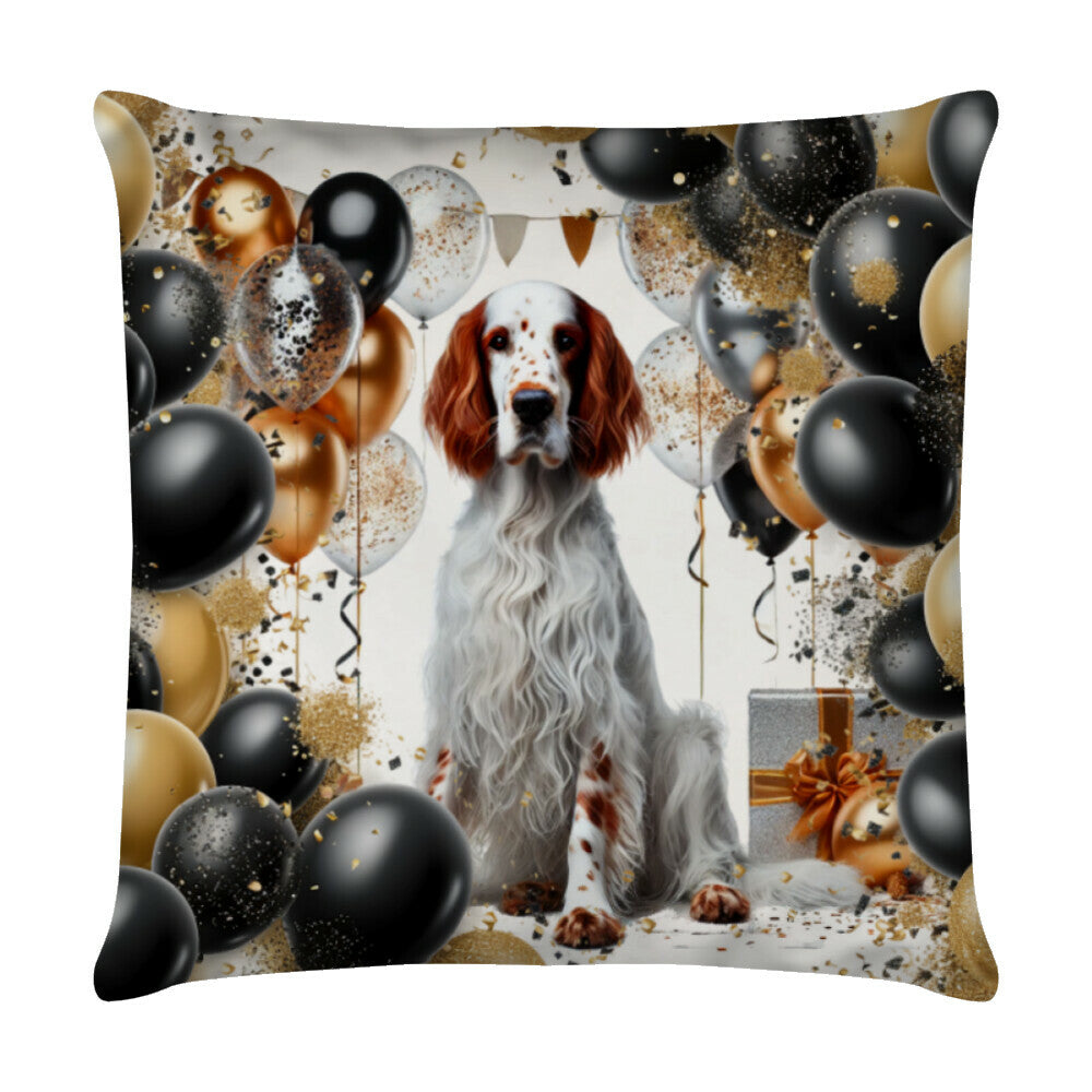 Kissen "English Setter - Geburtstag" Weiß – hunde-shirt.de