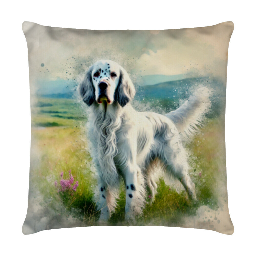 Kissen "English Setter - Natur" Weiß – hunde-shirt.de