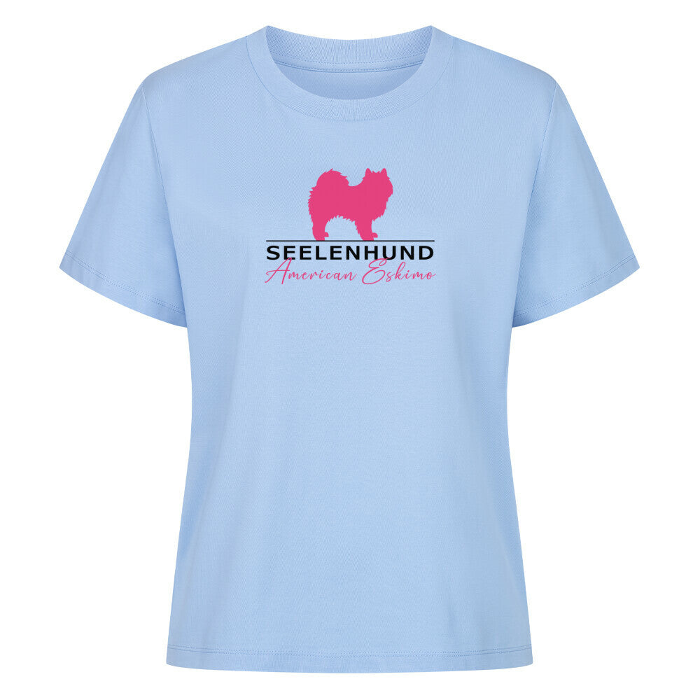 Premium Damen-Shirt "American Eskimo - Seelenhund" Sky Blue – hunde-shirt.de
