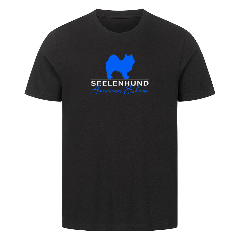 Premium T-Shirt "American Eskimo - Seelenhund" Schwarz – hunde-shirt.de