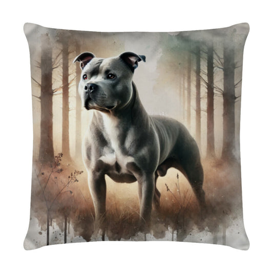 Kissen "Amstaff - Wald" Weiß – hunde-shirt.de