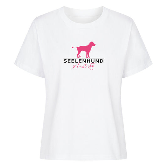 Premium Damen-Shirt "Amstaff - Seelenhund" Weiß – hunde-shirt.de
