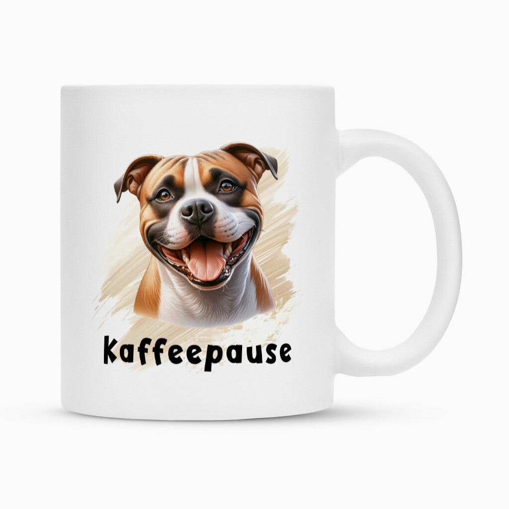 Tasse "Amstaff - Kaffeepause" Weiß – hunde-shirt.de