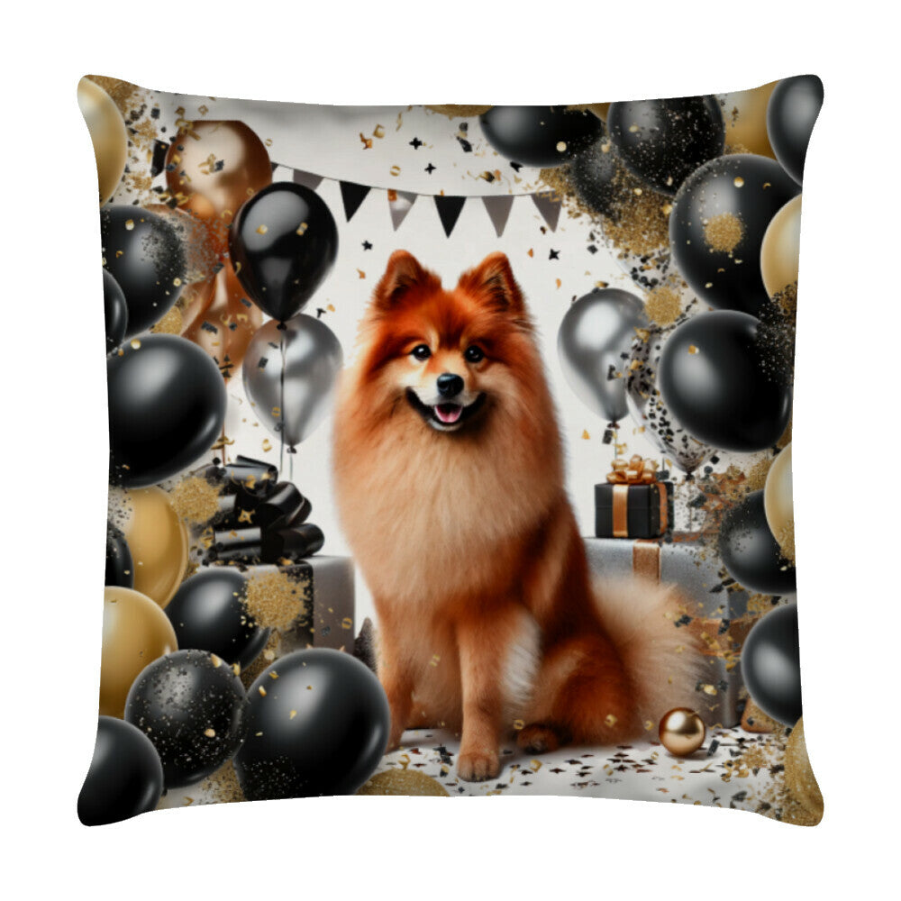 Kissen "Finnischer Spitz - Geburtstag" Weiß – hunde-shirt.de