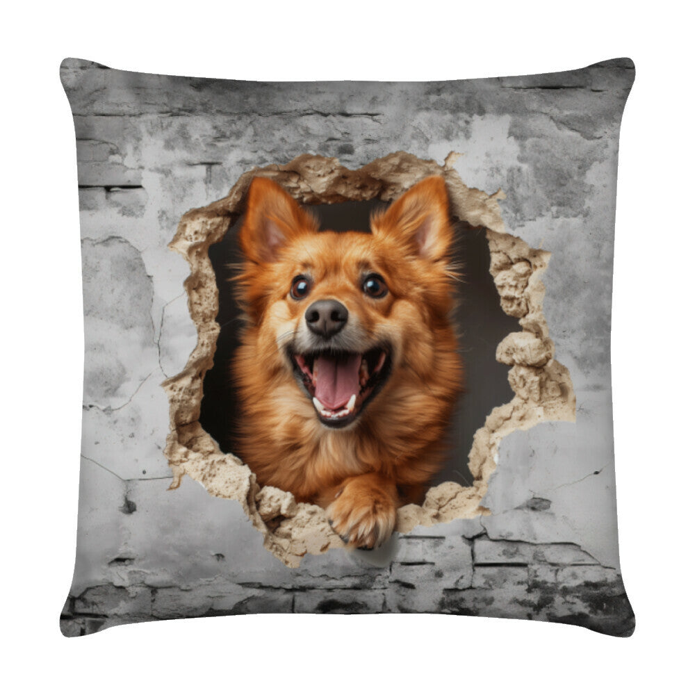 Kissen "Finnischer Spitz - Look" Weiß – hunde-shirt.de