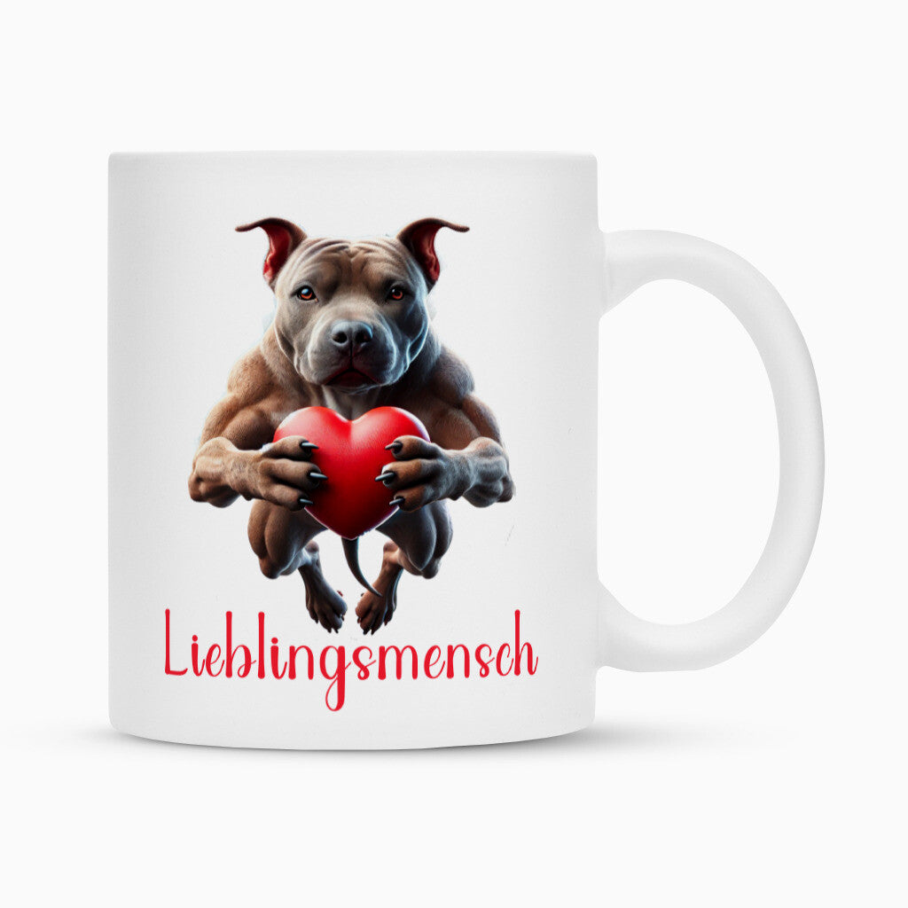 Tasse "Amstaff - Lieblingsmensch" Weiß – hunde-shirt.de