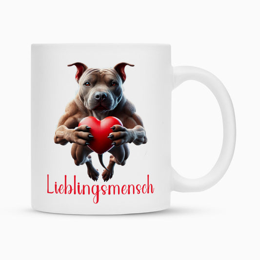 Tasse "Amstaff - Lieblingsmensch" Weiß – hunde-shirt.de