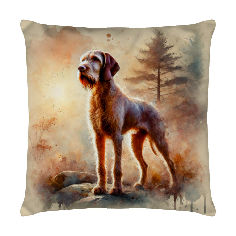 Kissen "Drahthaar Vizsla - Silence" Weiß – hunde-shirt.de