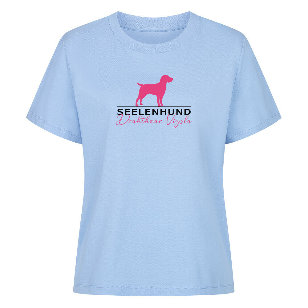 Premium Damen-Shirt "Drahthaar Vizsla - Seelenhund" Sky Blue – hunde-shirt.de