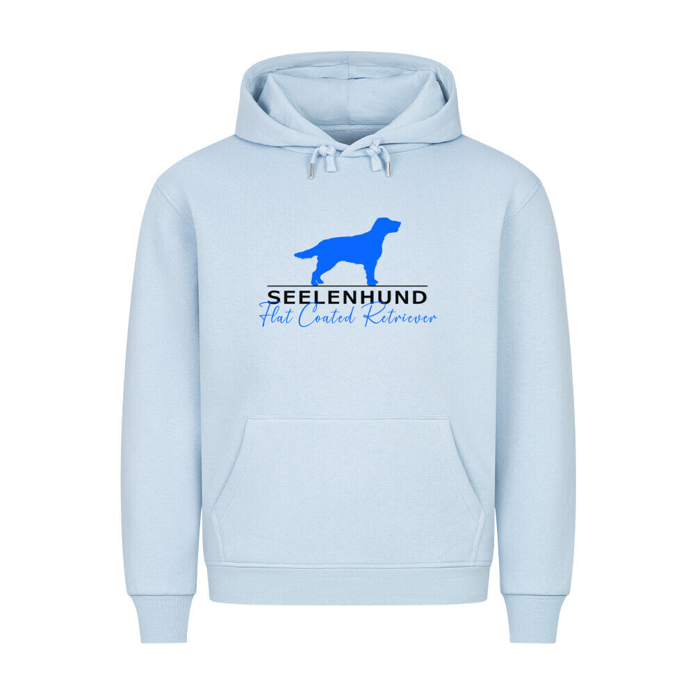 Premium Hoodie "Flat Coated - Seelenhund" Babyblau – hunde-shirt.de