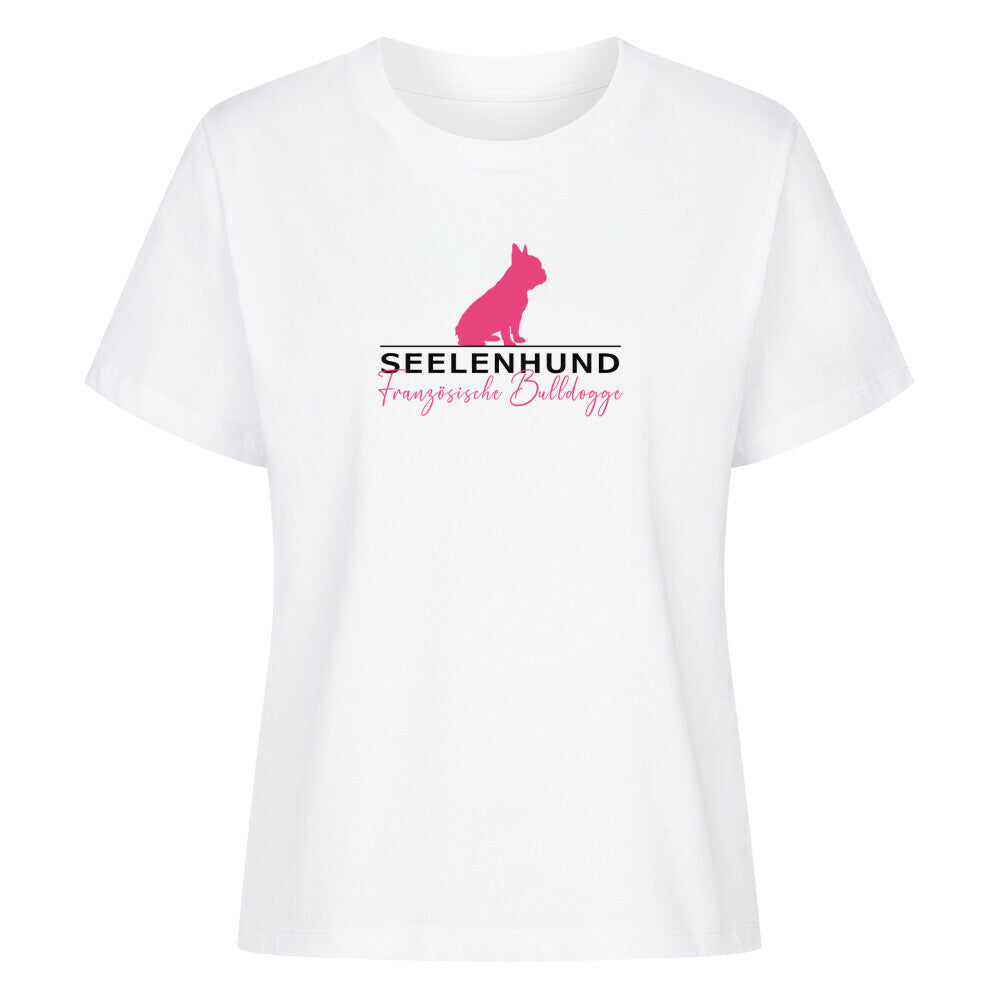 Premium Damen-Shirt "Frenchie - Seelenhund" Weiß – hunde-shirt.de
