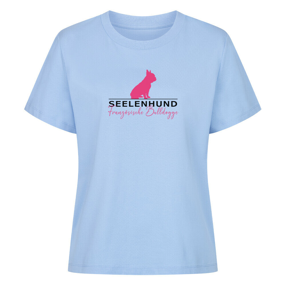 Premium Damen-Shirt "Frenchie - Seelenhund" Sky Blue – hunde-shirt.de