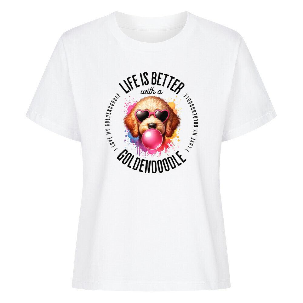 Premium Damen-Shirt "Golden Doodle - Better" Weiß – hunde-shirt.de