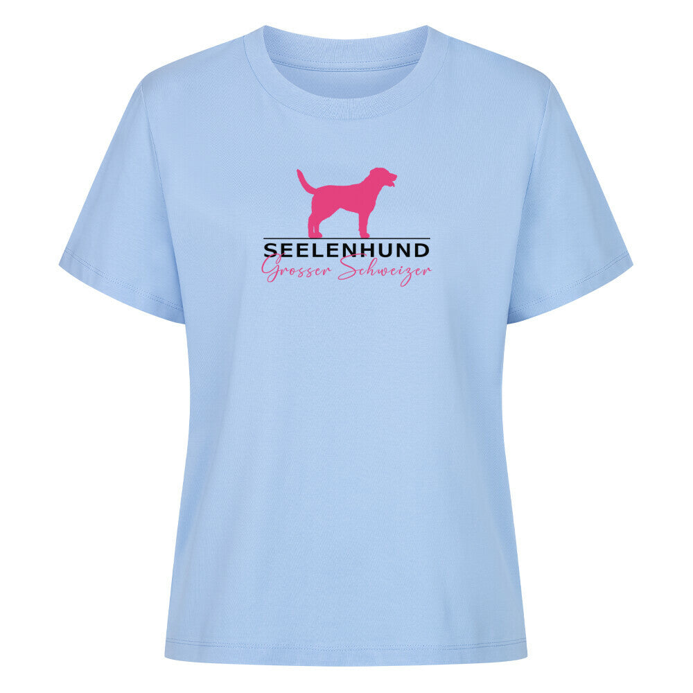 Premium Damen-Shirt "Großer Schweizer - Seelenhund" Sky Blue – hunde-shirt.de