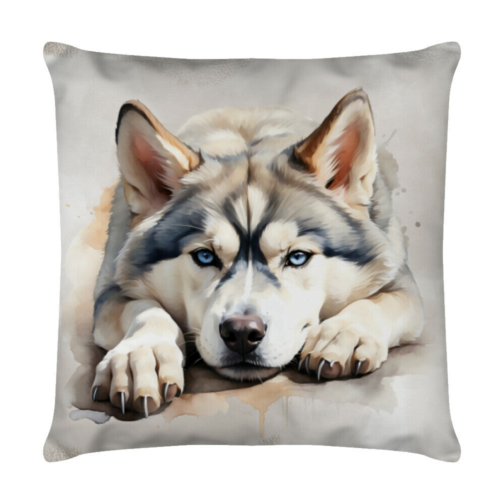 Kissen "Husky - Relax" Weiß – hunde-shirt.de