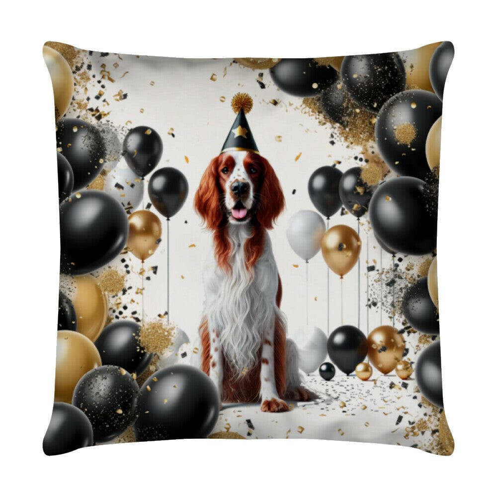 Kissen "Irish Red & White - Geburtstag" Weiß – hunde-shirt.de